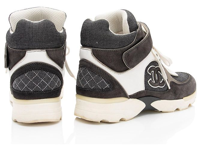 Gabrielle Chanel Canvas Leder CC High Top Sneakers - Größe 37 Schwarz - Ansicht 3