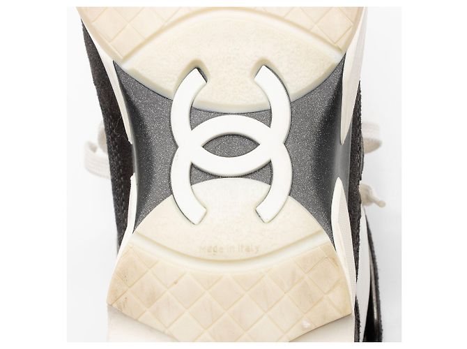 Gabrielle Chanel Canvas Leder CC High Top Sneakers - Größe 37 Schwarz - Ansicht 8