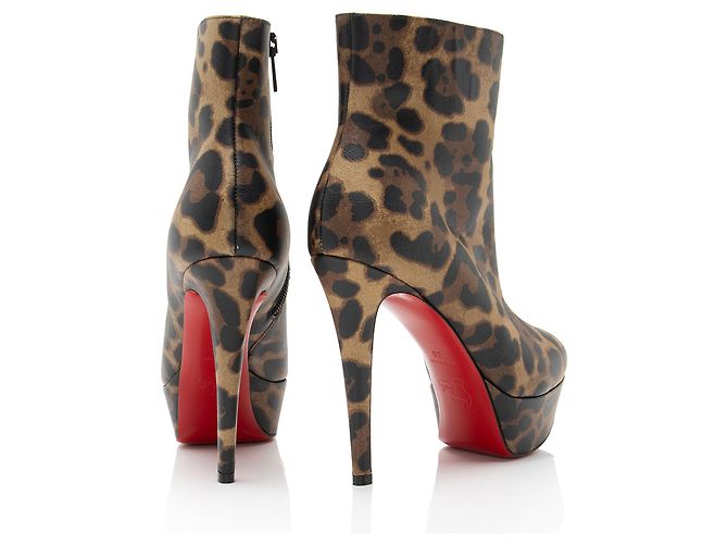 Botas de plataforma Bianca de cuero leopardo Christian Louboutin Negro - vista 3