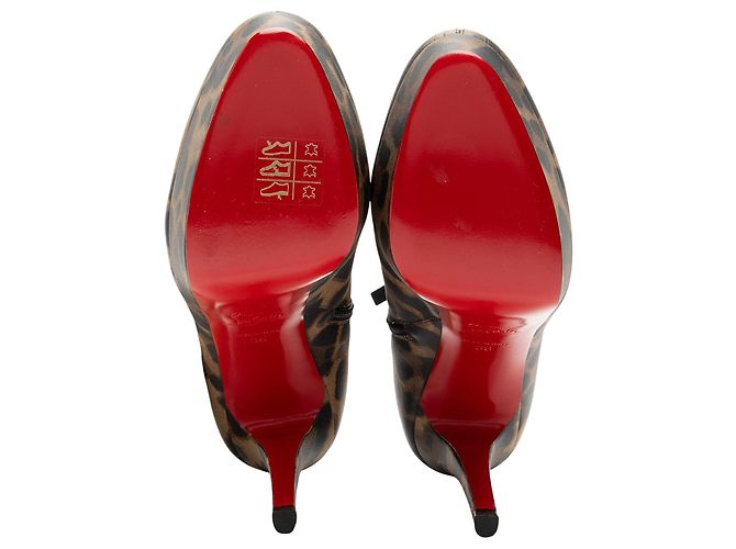 Botas de plataforma Bianca de cuero leopardo Christian Louboutin Negro - vista 5