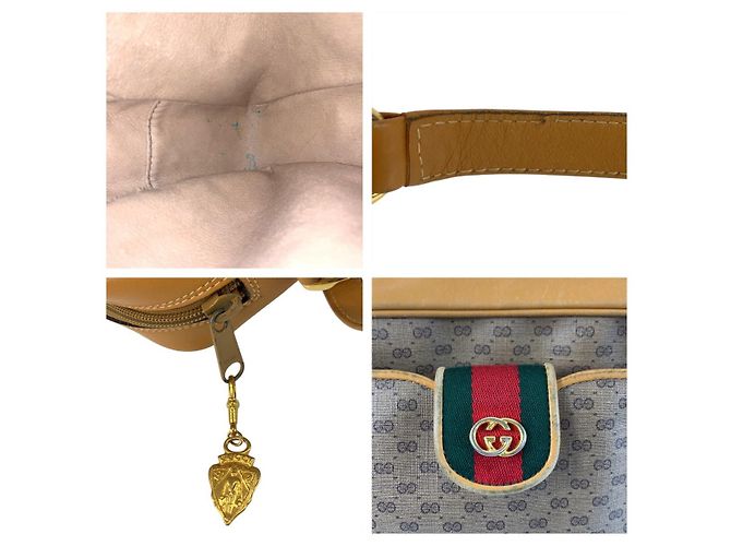 Gucci Vintage Micro GG Schultertasche Beige Braun - vista 5