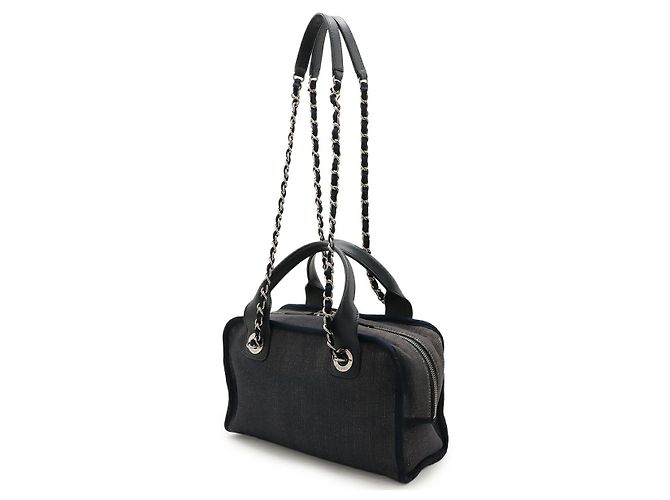Borsa da bowling in denim Chanel Blu - vista 2