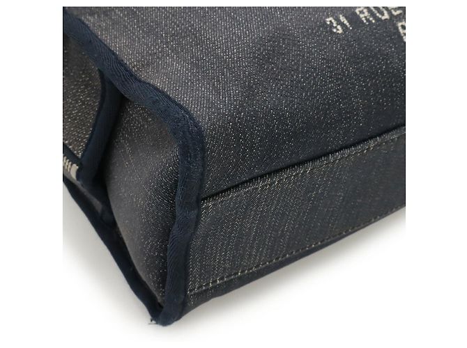 Borsa da bowling in denim Chanel Blu - vista 3
