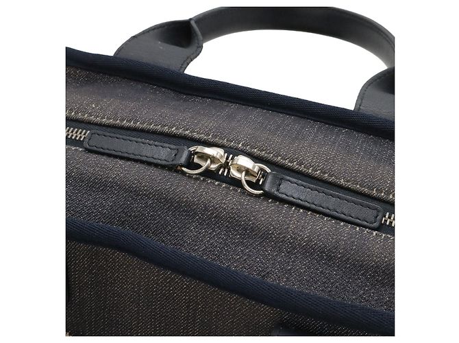 Borsa da bowling in denim Chanel Blu - vista 4