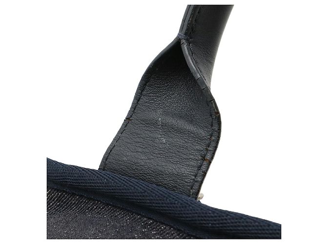 Borsa da bowling in denim Chanel Blu - vista 5