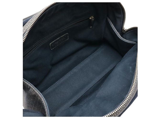 Borsa da bowling in denim Chanel Blu - vista 7