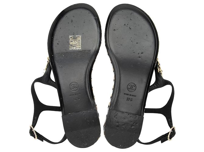 Gabrielle Sandali a infradito con catena in gros-grain di Chanel Nero - vista 6