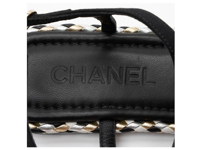 Gabrielle Sandali a infradito con catena in gros-grain di Chanel Nero - vista 7