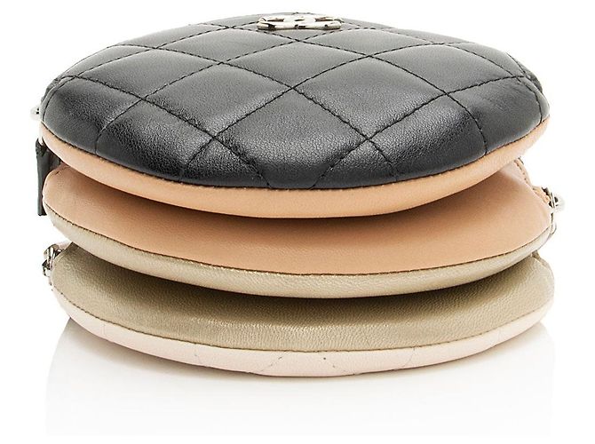 Gabrielle Clutch rotonda a triplo zip in pelle di agnello Chanel con catena Marrone Beige - vista 4