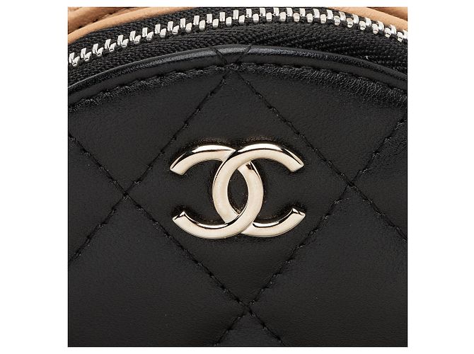 Gabrielle Clutch rotonda a triplo zip in pelle di agnello Chanel con catena Marrone Beige - vista 9