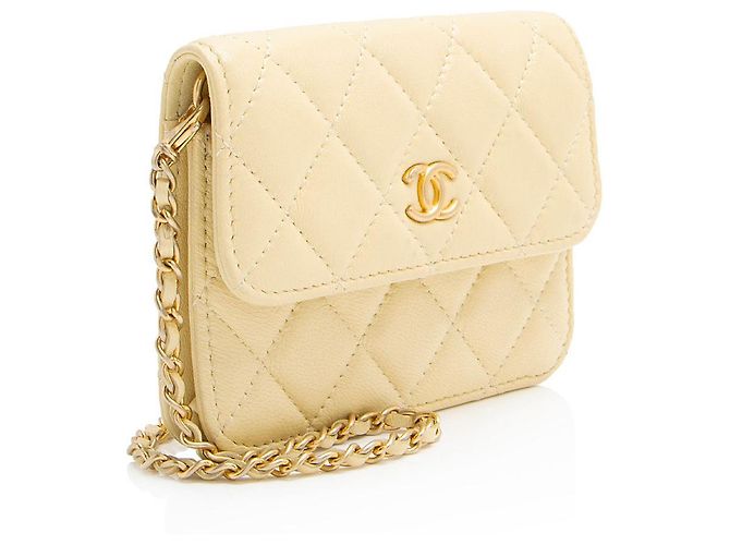 Gabrielle Mini clutch de cordero Chanel con perlas Crush Amarillo - vista 2
