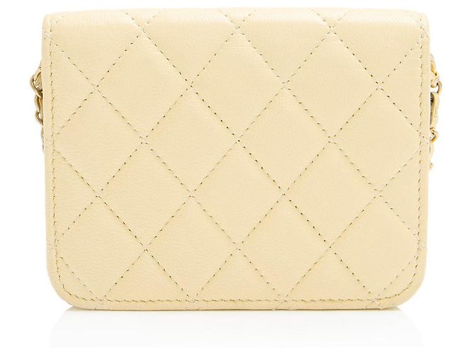Gabrielle Mini clutch de cordero Chanel con perlas Crush Amarillo - vista 3