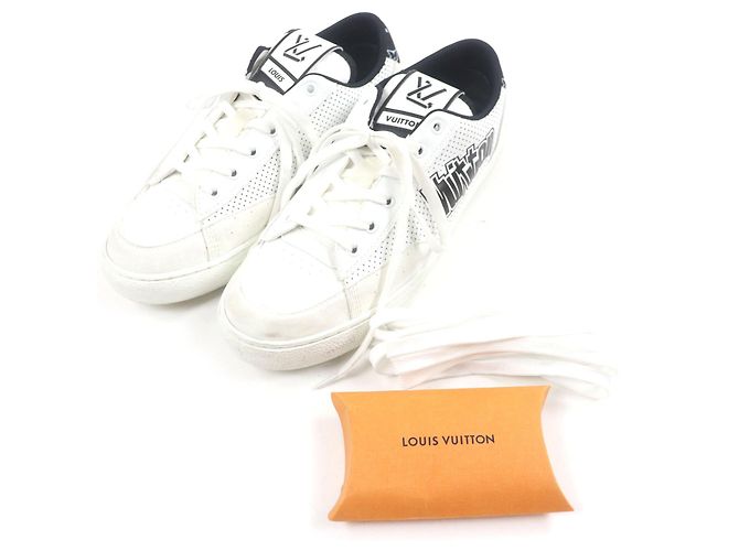 Sneakers in pelle Louis Vuitton Nero Bianco - vista 2