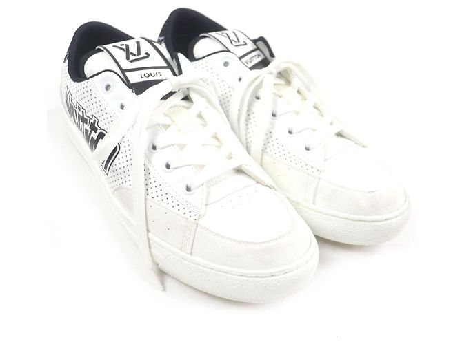 Sneakers in pelle Louis Vuitton Nero Bianco - vista 3
