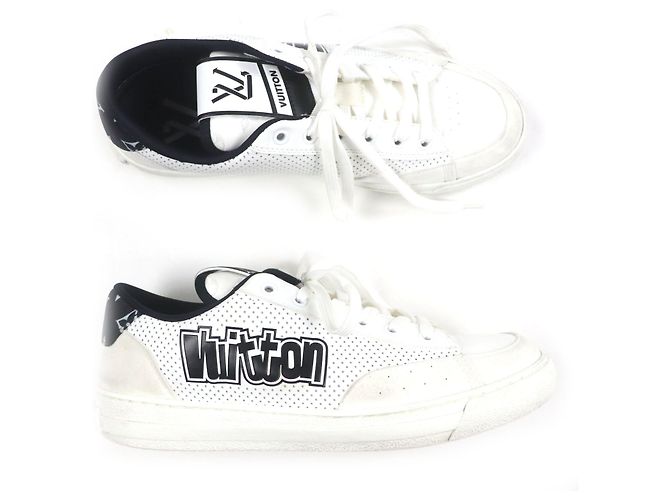 Sneakers in pelle Louis Vuitton Nero Bianco - vista 6