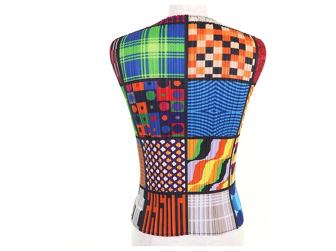 Issey Miyake PLEATS PLEASE Melhor camiseta sem mangas com estampa total Multicor - vista 3