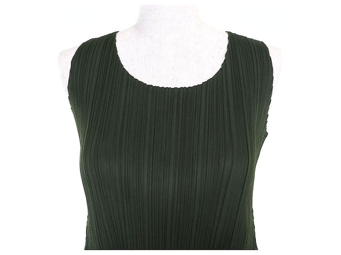 Issey Miyake PLEATS PLEASE Polyester T-Shirt Grün Khaki - Ansicht 4