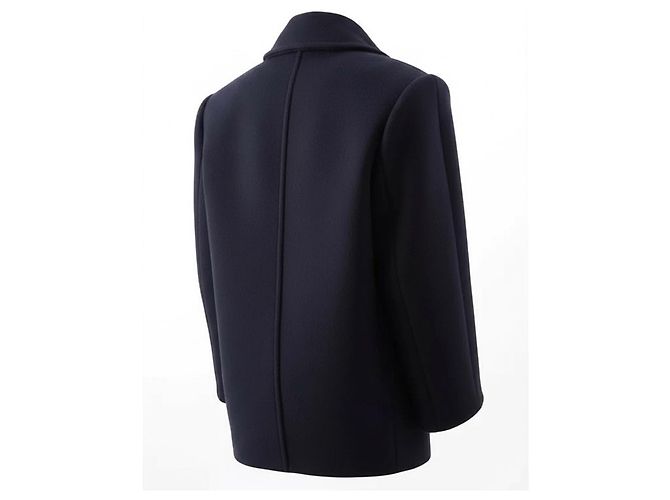 Peacoat Saint Laurent Azul Marino Lana Herringbone - vista 2