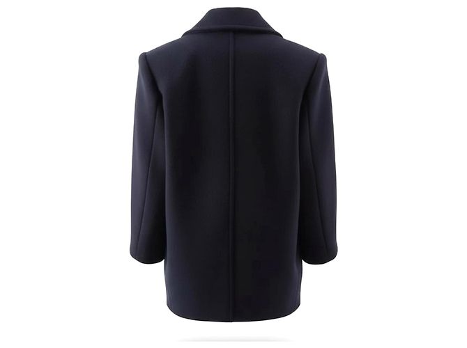 Peacoat Saint Laurent Azul Marino Lana Herringbone - vista 3