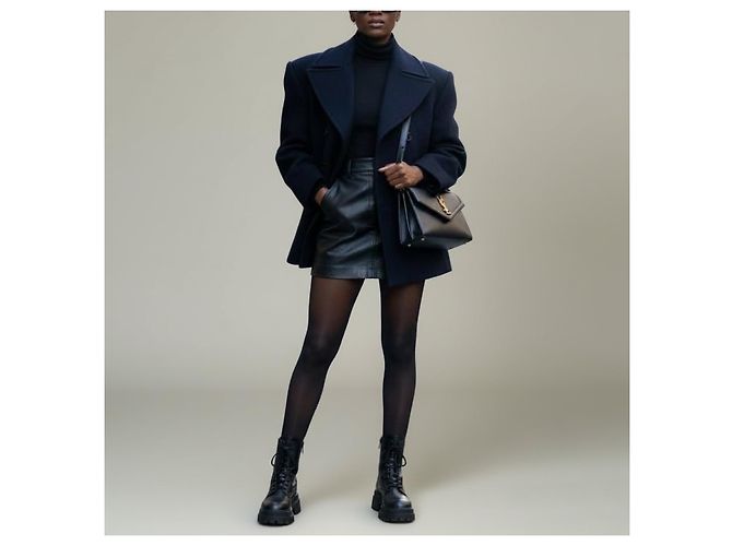 Peacoat Saint Laurent Azul Marino Lana Herringbone - vista 4