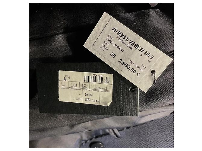 Peacoat Saint Laurent Azul Marino Lana Herringbone - vista 6