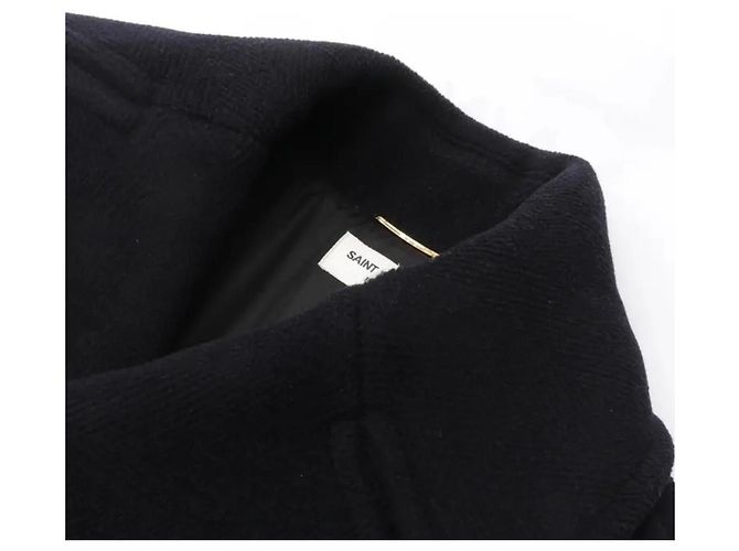 Peacoat Saint Laurent Azul Marino Lana Herringbone - vista 7