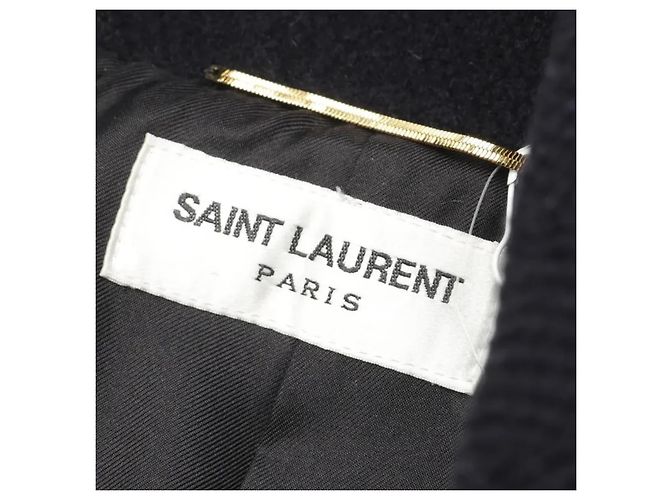 Peacoat Saint Laurent Azul Marino Lana Herringbone - vista 8