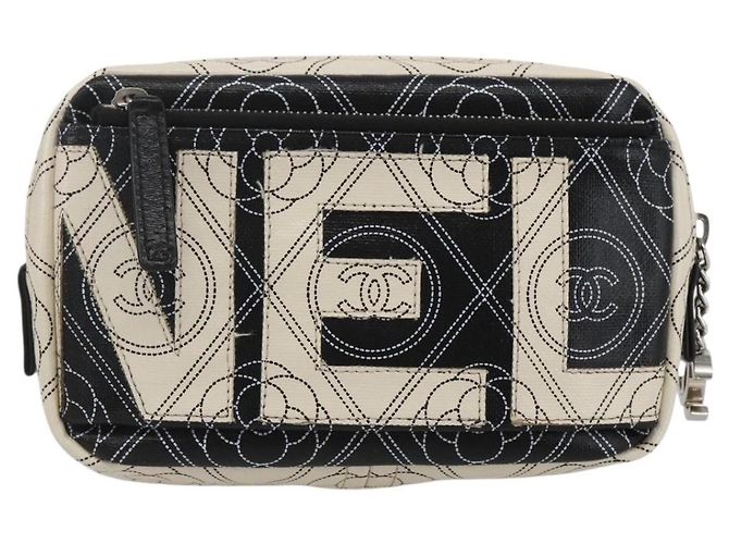 Camera Clutch de Câmera com Logo Chanel em Lona Impressa Preto - vista 3