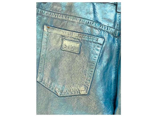 Ganni Jeans Stary Azul Metálico Algodón Plata Azul claro - vista 2