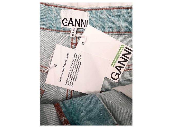 Ganni Jeans Stary Azul Metálico Algodón Plata Azul claro - vista 3