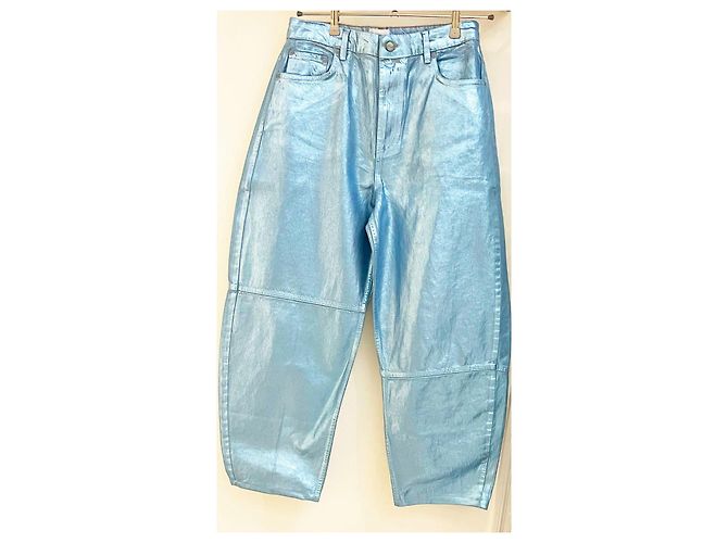 Ganni Jeans Stary Azul Metálico Algodón Plata Azul claro - vista 4