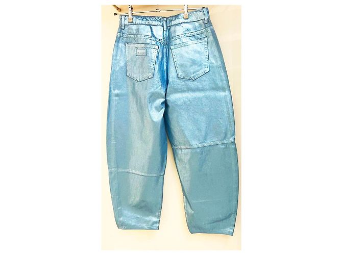 Ganni Jeans Stary Azul Metálico Algodón Plata Azul claro - vista 5