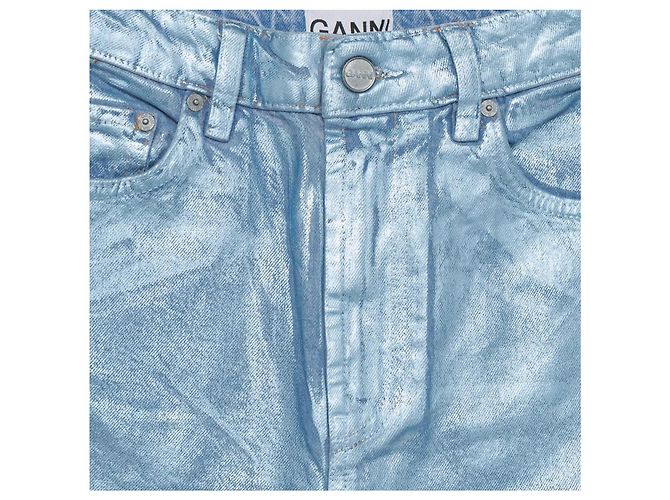 Ganni Jeans Stary Azul Metálico Algodón Plata Azul claro - vista 6