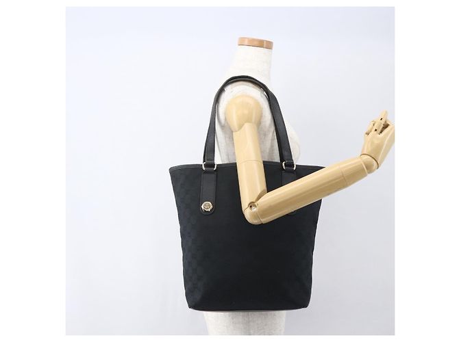 Borsa Tote GG Canvas Gucci Nera Oro 153009 Auth ka1012 Nero D'oro - vista 21