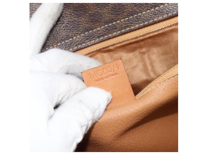 Céline Borsa a mano in tela Macadam CELINE in pelle PVC marrone e oro Auth 160884 D'oro - vista 12