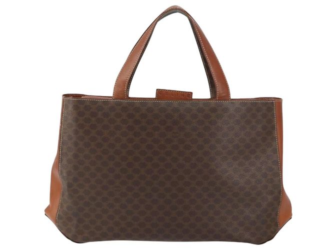 Céline Borsa a mano in tela Macadam CELINE in pelle PVC marrone e oro Auth 160884 D'oro - vista 13