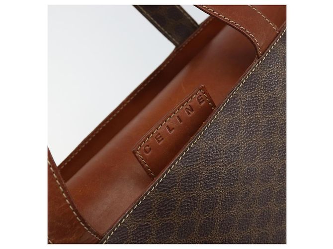 Céline Borsa a mano in tela Macadam CELINE in pelle PVC marrone e oro Auth 160884 D'oro - vista 17