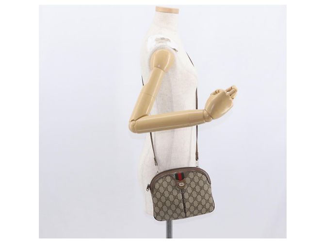 Borsa Sherry Line GG Supreme Web di GUCCI in PVC beige e oro 904 02 047 Auth ep12468 D'oro - vista 22