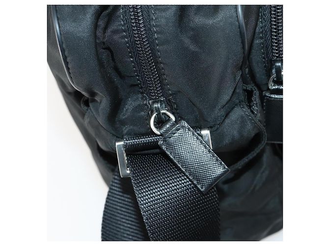 PRADA Shoulder Bag Nylon Black Silver Auth ka1156 Silvery - view 10