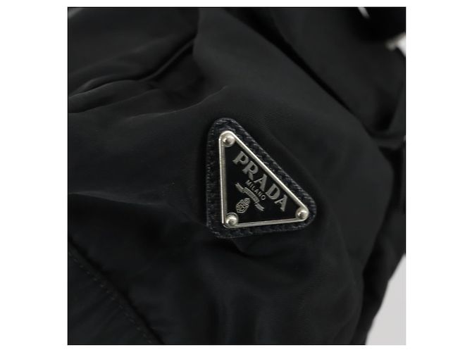 PRADA Shoulder Bag Nylon Black Silver Auth ka1156 Silvery - view 17