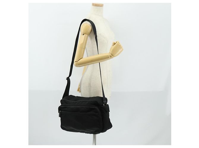 PRADA Shoulder Bag Nylon Black Silver Auth ka1156 Silvery - view 23