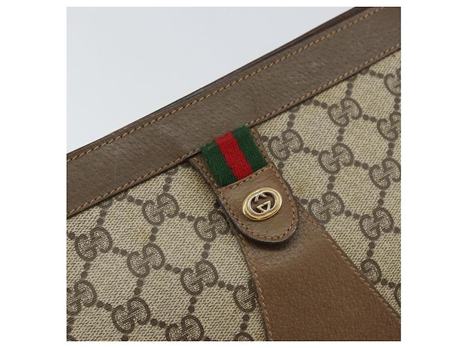 GUCCI GG Supreme Web Sherry Line Clutch Bag PVC Beige 89 01 033 Auth 148586 - vista 12