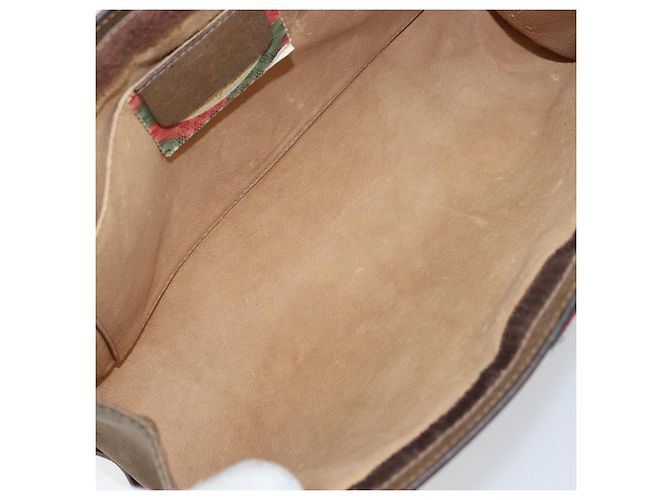 GUCCI GG Supreme Web Sherry Line Clutch Bag PVC Beige 89 01 033 Auth 148586 - vista 14