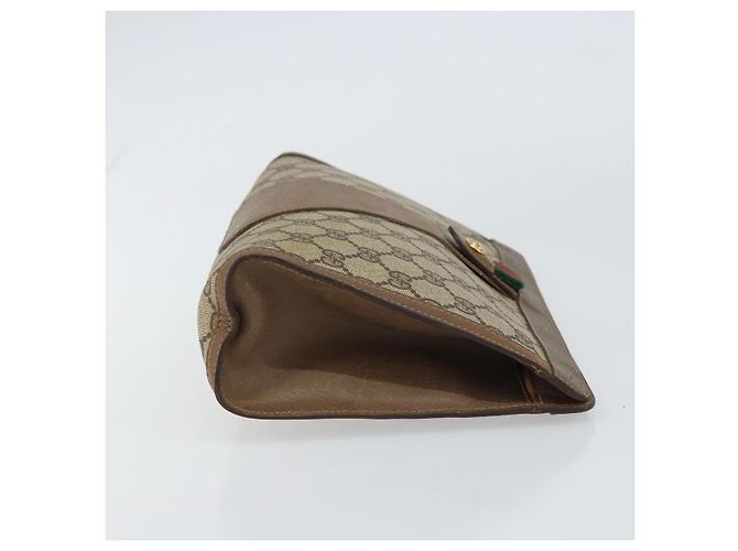 GUCCI GG Supreme Web Sherry Line Clutch Bag PVC Beige 89 01 033 Auth 148586 - vista 4