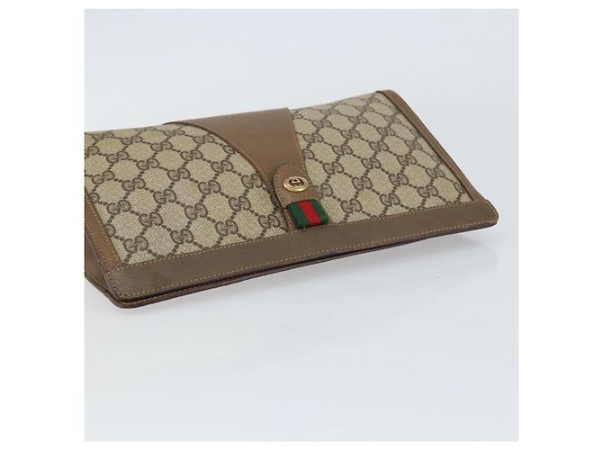 GUCCI GG Supreme Web Sherry Line Clutch Bag PVC Beige 89 01 033 Auth 148586 - vista 6