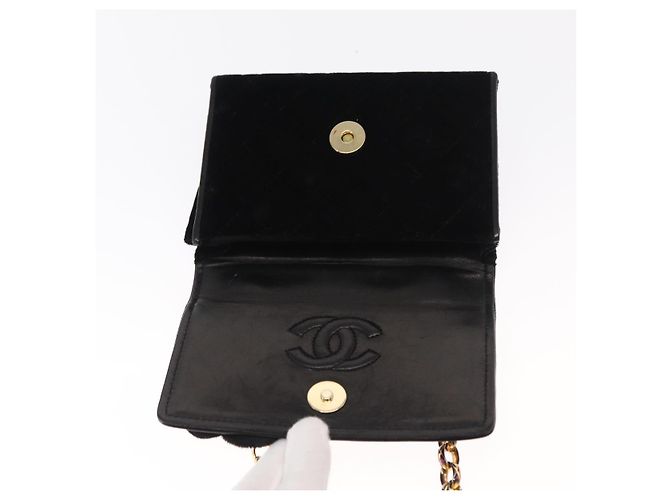 CHANEL Borsa a Spalla Matelassé Catena Camelia Velluto Nero Oro CC Auth 158865V D'oro - view 16