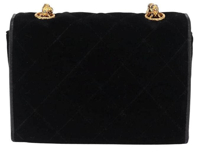 CHANEL Borsa a Spalla Matelassé Catena Camelia Velluto Nero Oro CC Auth 158865V D'oro - view 3