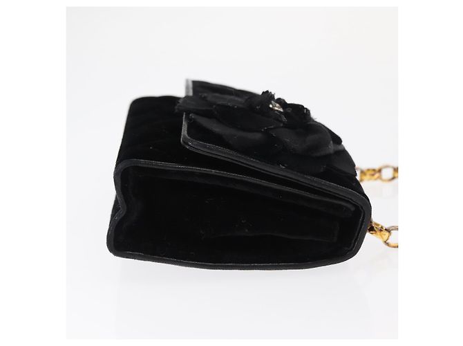 CHANEL Borsa a Spalla Matelassé Catena Camelia Velluto Nero Oro CC Auth 158865V D'oro - view 4
