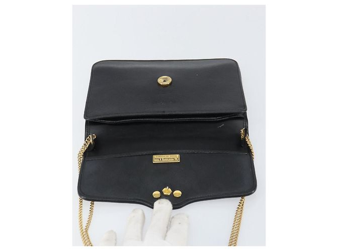 Borsa a spalla con catena Christian Dior in pelle nera e oro Auth 160675 Nero D'oro - vista 15