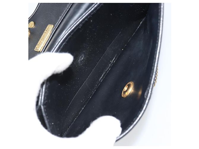 Borsa a spalla con catena Christian Dior in pelle nera e oro Auth 160675 Nero D'oro - vista 17